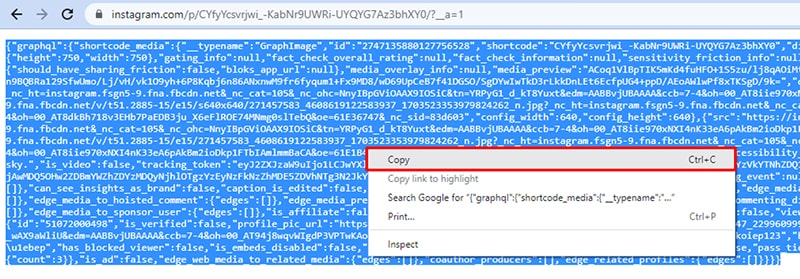 Highlight all the data, then right-click and select 'Copy'.